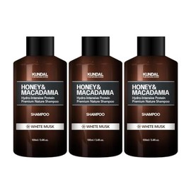 Kundal Natural Premium Hair Shampoo [White Musk Scnet] Honey & Argan Oil, Macadamia Oil, Sulfate Free for Damaged Hair, Travel Size 100ml x 3ea Set (10.12Fl Oz)