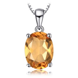 JewelryPalace Oval Genuine Gemstone Amethyst Citrine Garnet Peridot Topaz Solitaire Pendant 45 cm, Chain with Natural Stone Jewellery Set, Women's 925 Silver Necklace Ladies, Jewellery Girls Rose