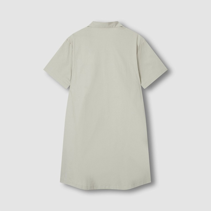 JAJU [JAJU] Women's Cotton Runner 5-part Pajama Dress_Khaki Grey