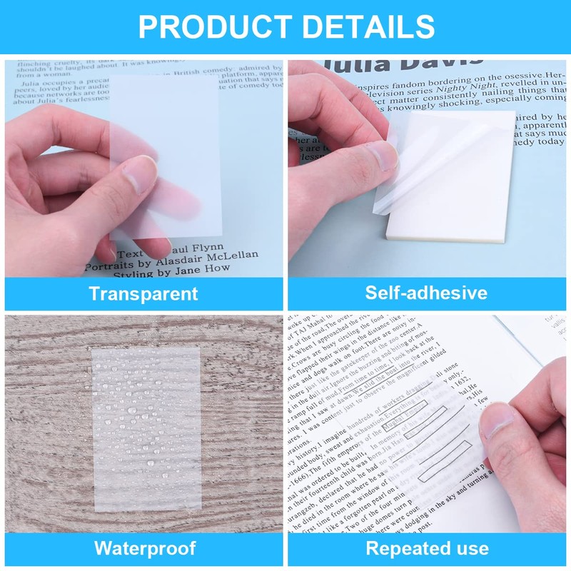 Vicloon Transparent Sticky Notes 75 * 50mm, 200Pcs Self-Stick Note