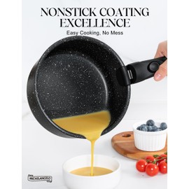 MICHELANGELO Sauce Pan Set, Nonstick 1Qt & 2 Qt & 3Qt Pots with Removable Handles, Non Toxic Saucepan Set with Detachable Handle, Stackable Pot Set for RV Camping, Oven Safe - 6 Piece, Black