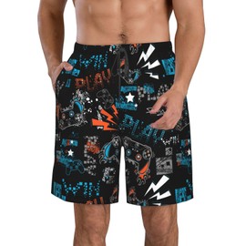 GONGTAOMO Cool Video Game Funny Men Beach Shorts Trunks - Board Shorts for Men Swim - Summer Swimming Pants for Men