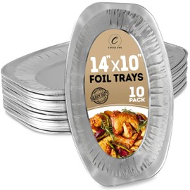 Coselena Foil Trays 14 Inch (Pack of 10) - Durable Aluminium Serving Platters for Catering, Parties, and Events - Ideal Sandwich Platter Trays for Gatherings