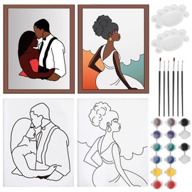 MZJZBN 2 Pack Pre Drawn Canvas Painting Kit ，sip and Paint for Girl and boy Pre Drawn Stretched Canvas Kit for Painting for Kids DIY Paint Party Favor…