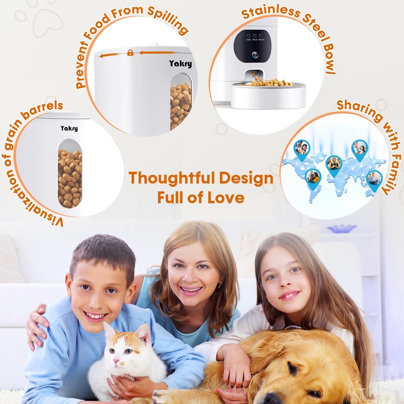 Automatic Cat Feeder Camera: Easy Setup Timed Smart Dog Feeder