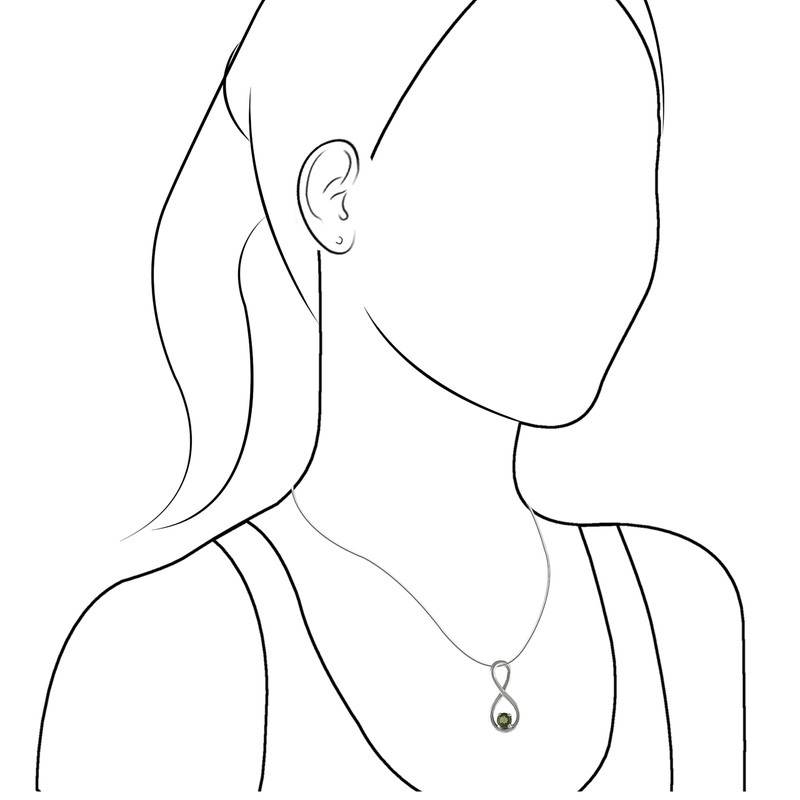 Starborn Faceted Moldavite Infinity Pendant in fine Sterling Silver