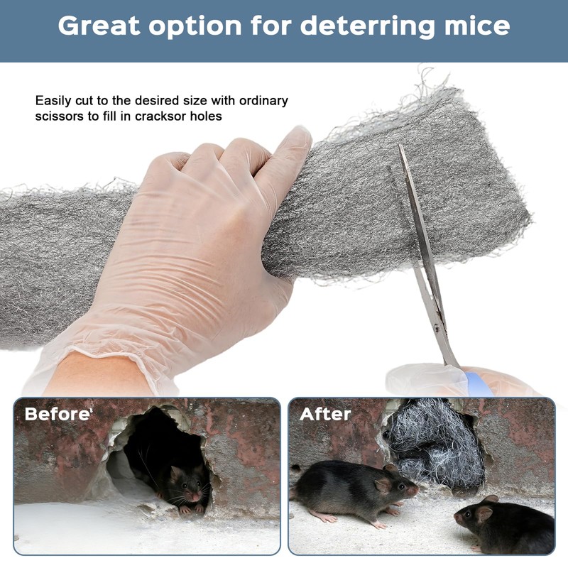 Steel Wool Mice Control, 3 Pack 3" x 11.5 Ft