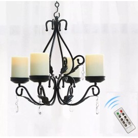 GiveU 3 in 1 Lighting Chandelier with 4pcs Battery Operated Led Candle with R...