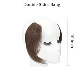 Remy Hair Bangs Hair 100% Human Hair Curtain Bangs Medium Brown 10 Inch 15g French Bang Skin Weft Seamless Soft Thick Hair with Invisible Clips for Women 10"#4