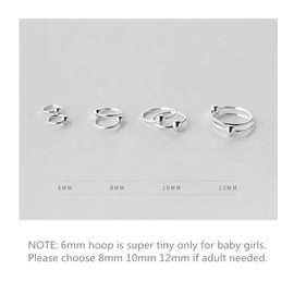 20G Sterling Silver Ball Bead Sleeper Small Hoop Earrings Tragus Cartilage Nose Rings Septum Huggie Hoops (6mm)