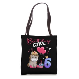 Birthday Girl Horse 6 Years - Cute Foel 6th Birthday Tote Bag