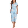 Ekouaer Womens Loungewear Set Capri Pajama Sets Short Sleeve Pjs