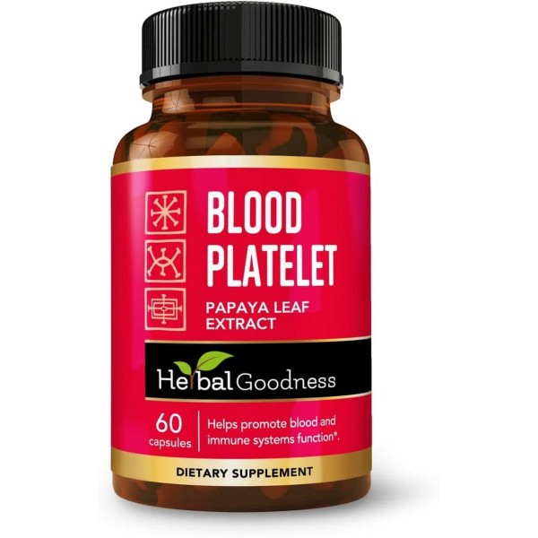 Herbal Goodness Papaya Leaf Blood Platelet Capsules - 60/600Mg 20X