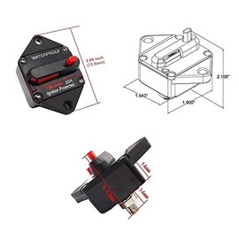 ANJOSHI ANJOSHI 20 Amp Circuit Breaker with Manual Reset for Car Truck RV ATV Marine Trolling Motors Boat Audio System Current Overload Protection Inline Fuse Inverter, 20A-150A/12V-42V DC Waterproof (20A)