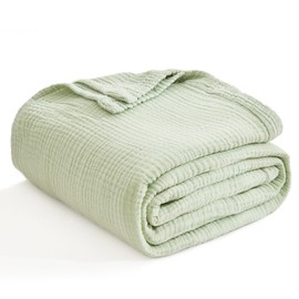 EMME Muslin Baby Blankets 100% Cotton 4-Layer Swaddle 40"x50" Lightweight Soft Breathable for Toddler, Infant, Newborn All Season Gauze Blanket, Mint Green