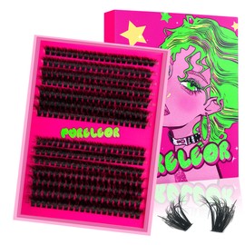 PURELEOR Cluster Lashes 50D Curl Individual Clusters Lash Mega Volume Flase Eyelash DIY Lash Extensions Soft Fluffy(10-16mm)