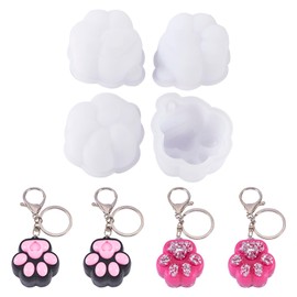 PandaHall Silikon-Anhängerformen mit Pfotenabdruck, Hundefüße, Harzgussformen, 3D-Herstellung, Schlüsselanhänger, UV-Harz-Formen für Bastelarbeiten, Schmuckherstellung, 4 Stück