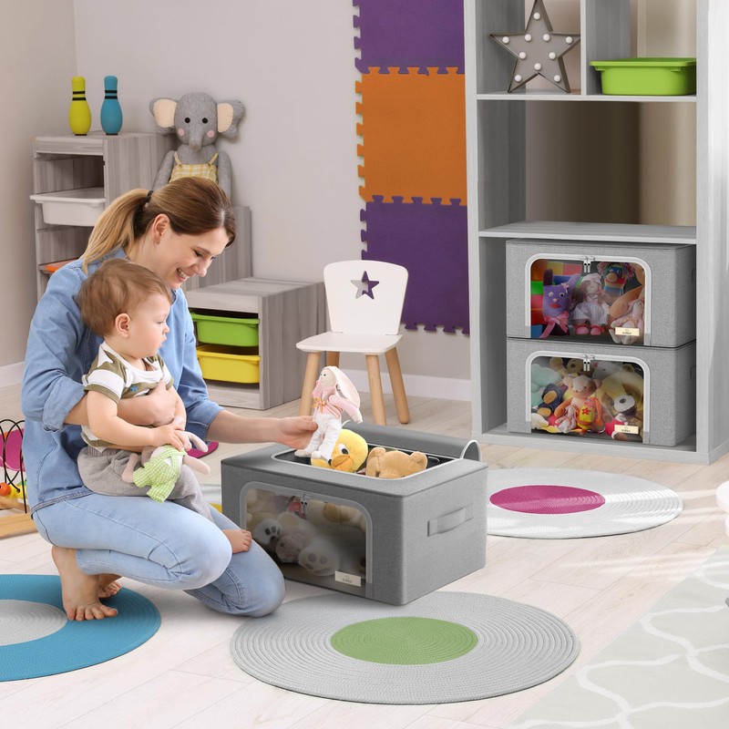Sorbus Storage Bins with Metal Frame - Stackable & Foldable