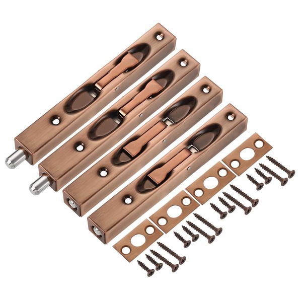 uxcell uxcell 4Pcs Door Bolts Latch 6 Inch, Stainless Steel