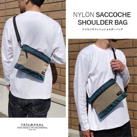 TRIUMPHAL Sacoche Shoulder Bag, Long Wallet, Nylon, Men's, Women's, Lightweight, Waterproof for Life, navy