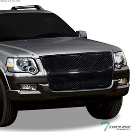 TLAPS 7422442145164 Compatible With 2007-2010 Ford Explorer Sport Trac Glossy Black Mesh Front Bumper Grill Grille
