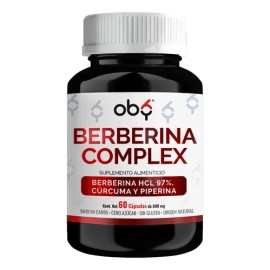 Berberina Hcl 97% 1000mg Potenciada Con Piperina Y Curcuma | Glucontrol | Oby Berberine Complex 60 capsulas | Vitaminas Mujer Y Hombre