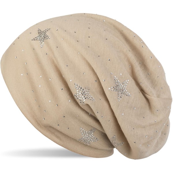 styleBREAKER Ladies’ Beanie Hat with Rhinestone Stars and All-Over Rhinestones,