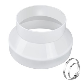 Duct Reducer, PVC Duct Adapter, 8 to 6 Inch PVC Reducer Duct Increaser/Reducer for Grow Tent HVAC Ventilation System With 2PCS Hose Clamps (8 Inch to 6 Inch)