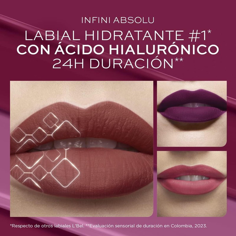 L'BEL Infini Absolu Labial Líquido Larga Duración, Rose Elegance