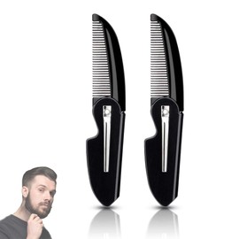 Pack of 2 Foldable Beard Combs for Men Moustache Comb Small Pocket Comb Moustache Comb Portable Styling Hair Comb Men's Beard Moustache Combs