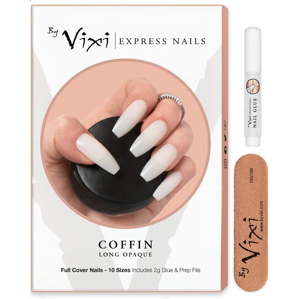 By Vixi 500 LONG COFFIN/BALLERINA NAIL SET with FREE GLUE