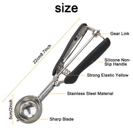 Ice Cream Scoops with Easy Trigger, Glaxcidy Stainless Steel Melon Baller Scoop Cookie Scooper Food Scoop for Cookie, Ice Cream, Cupcake, Muffin, Meatball