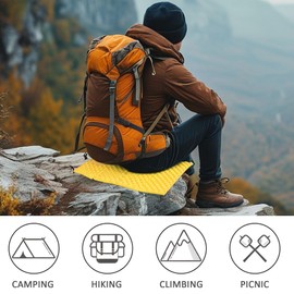 Sueving Folding Sit Mat, Waterproof Folding Hiking Seat Pad, Portable Outdoor Seat Cushion Mat for Hiking Camping Fishing (Yellow)