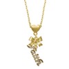Delight Jewelry Goldtone Crystal Script ''Faith'' Goldtone Bow Heart Necklace,