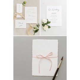 Bitskit 300 GSM Deckle Edge Cotton Paper - Soft, Textured Handmade Sheets for Invitations, Artwork, Stationery, and DIY Crafting (Pack of 25) (5 x 7 inch)