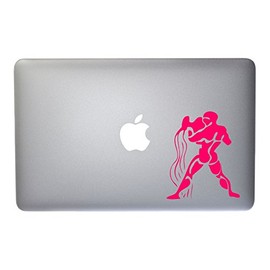 Aquarius Zodiac Symbol Silhouette 11th Sign Water Bearer - 5 Inch Neon Pink Vinyl Decal for Macbook, Laptop or other device