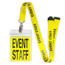 25pcs Event Staff Lanyards, Breakaway Lanyards with Plastic Card Holder, ID Badge Holders for Events (Yellow)