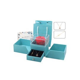 hssopa Preserved Real Red Rose with S925 Sterling Silver Necklace, Eternal Rose with I Love You Necklace in 100 Languages Girlfriend Her, Necklace in 100 languages