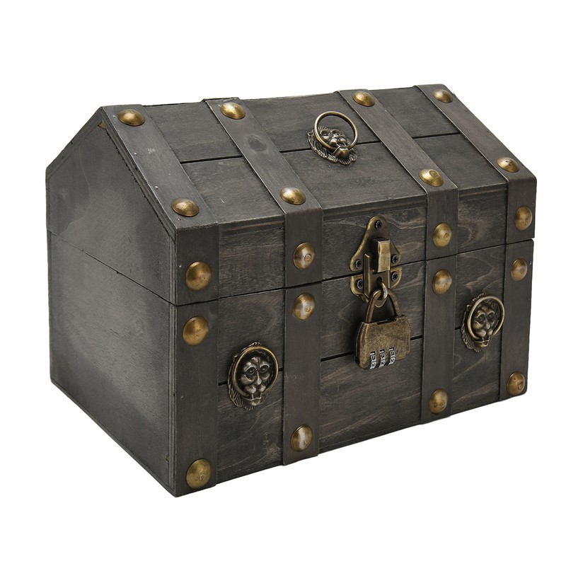 Wooden Treasure Chest Boxes Hand Crafted Vintage Wooden Box with
