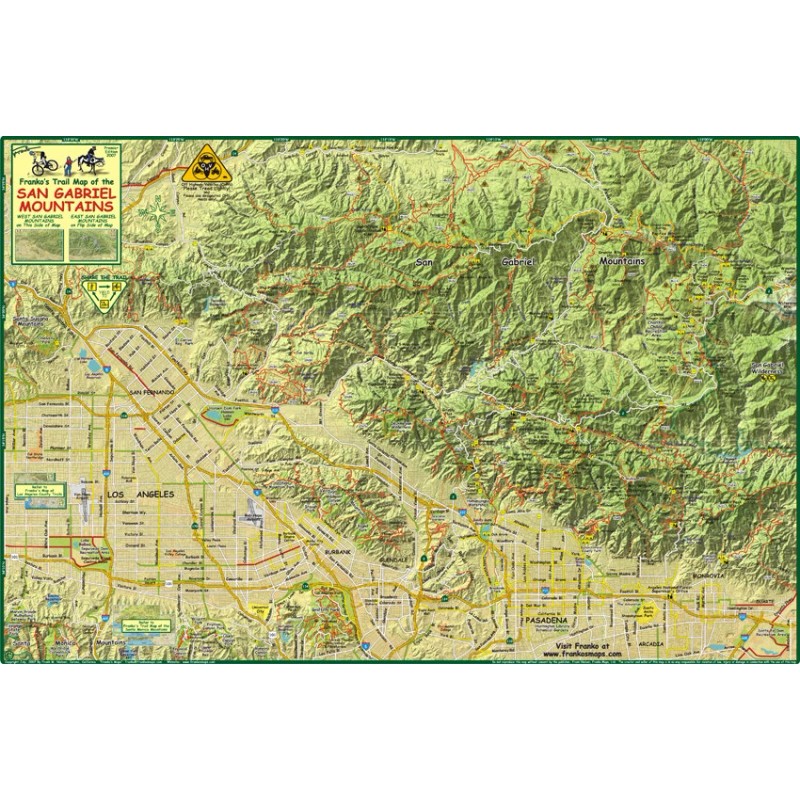 San Gabriel Mountains California Trail Map Poster
