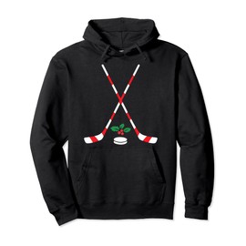 Ice Hockey Christmas Gift Candy Cane Hockey Stick Hockey Pullover Hoodie