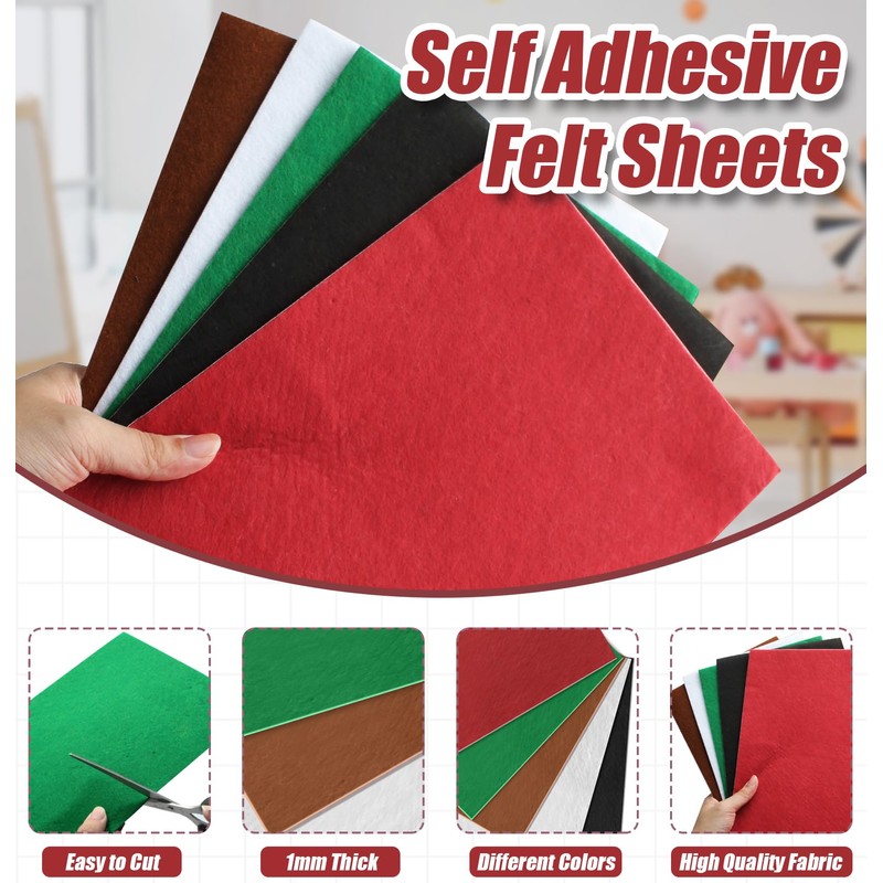 Bonsicoky 10 Pack Self Adhesive Felt Sheets - White Felt