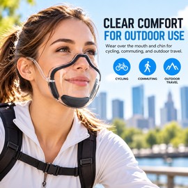 Transparent Mouth Mask for Cycling and Outdoor Wear – Clear Face Cover with Ear Loops for Everyday Activities