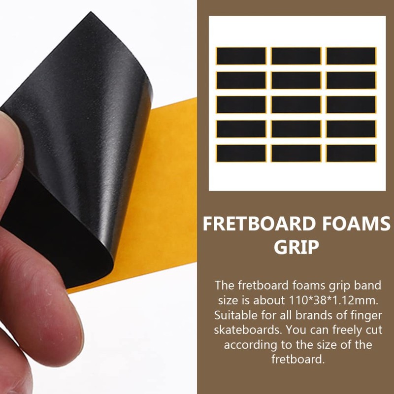 Toddmomy 15pcs Fingerboard Grip Tape Foam Fingerboard Stickers Skateboard Grip