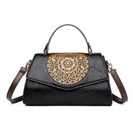 CORIOS Elegant Shoulder Bag PU Leather Handbag for Women Waterproof Top-handle Bag Ladies Crossbody Bag Small Hobo Bag Satchel Bag Retro Tote Bag Shopping Travel Office Messenger Bag Black