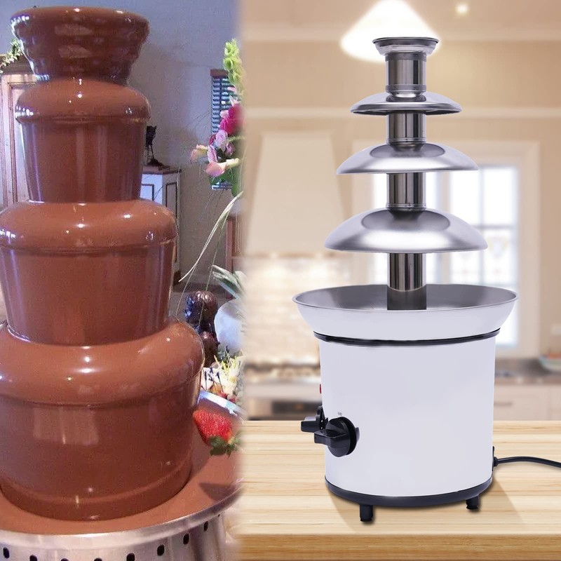 4-tier Electric Chocolate Fondue Fountain, Stainless Steel Chocolate Melting Machine