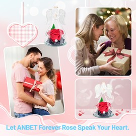 ANBET Ewige Rose im Glas Geschenke für Frauen Engel Glasrose Unendliche Rose Red Infinity Rosen Schwiegermutter Geschenke Muttertag Sisters Freundin Geburtstag Jahrestag