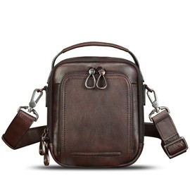 IVTG Genuine Leather Messenger Bag for Men Small Sling Purse Crossbody Shoulder Bags Satchel for Work Business Handbags (Coffee)