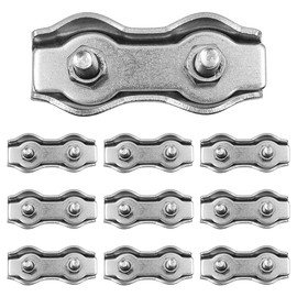 Pack of 10 M6 ZONADAH 304 Stainless Steel Wire Rope Double Clips Clamps Buckle 2-Post Cable Clamp Wire Rope Clip Cable Clamp Polywire Connectors Steel Wire Connectors