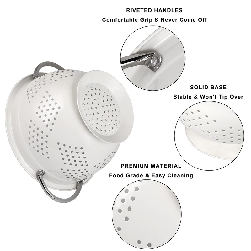 Hillbond Colander Set for Kitchen, 1.5, 3, 5 Qt Stainless